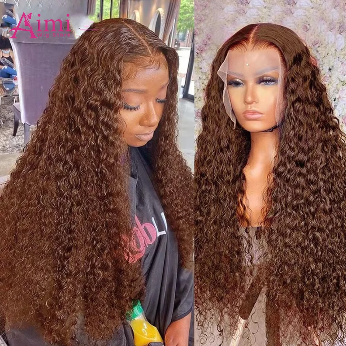 200 الكثافة براون شعر بشري مجعد الباروكات 30 بوصة 13x4 Hd الدانتيل الشفاف الباروكة الأمامية الملونة الدانتيل شعر مستعار أمامي قبل قطعها الدانتيل الباروكة #1