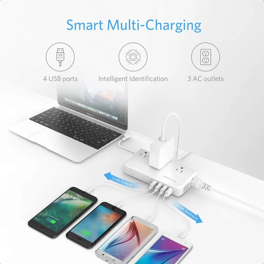 Adattatore da viaggio internazionale Convertitore di tensione step down da 220 V a 110 V con porta di ricarica USB QC3.0 Spina da viaggio universale