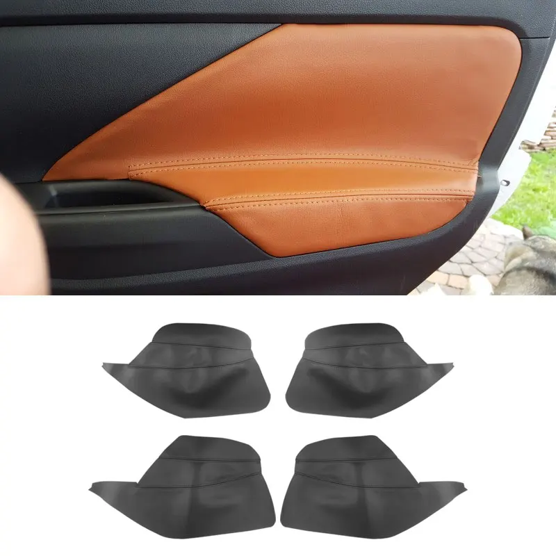 4PCS Micro‑Fiber Leather Door Armrest Handle Panel Cover Car Interior Trim for Mitsubishi Outlander 2014‑2018