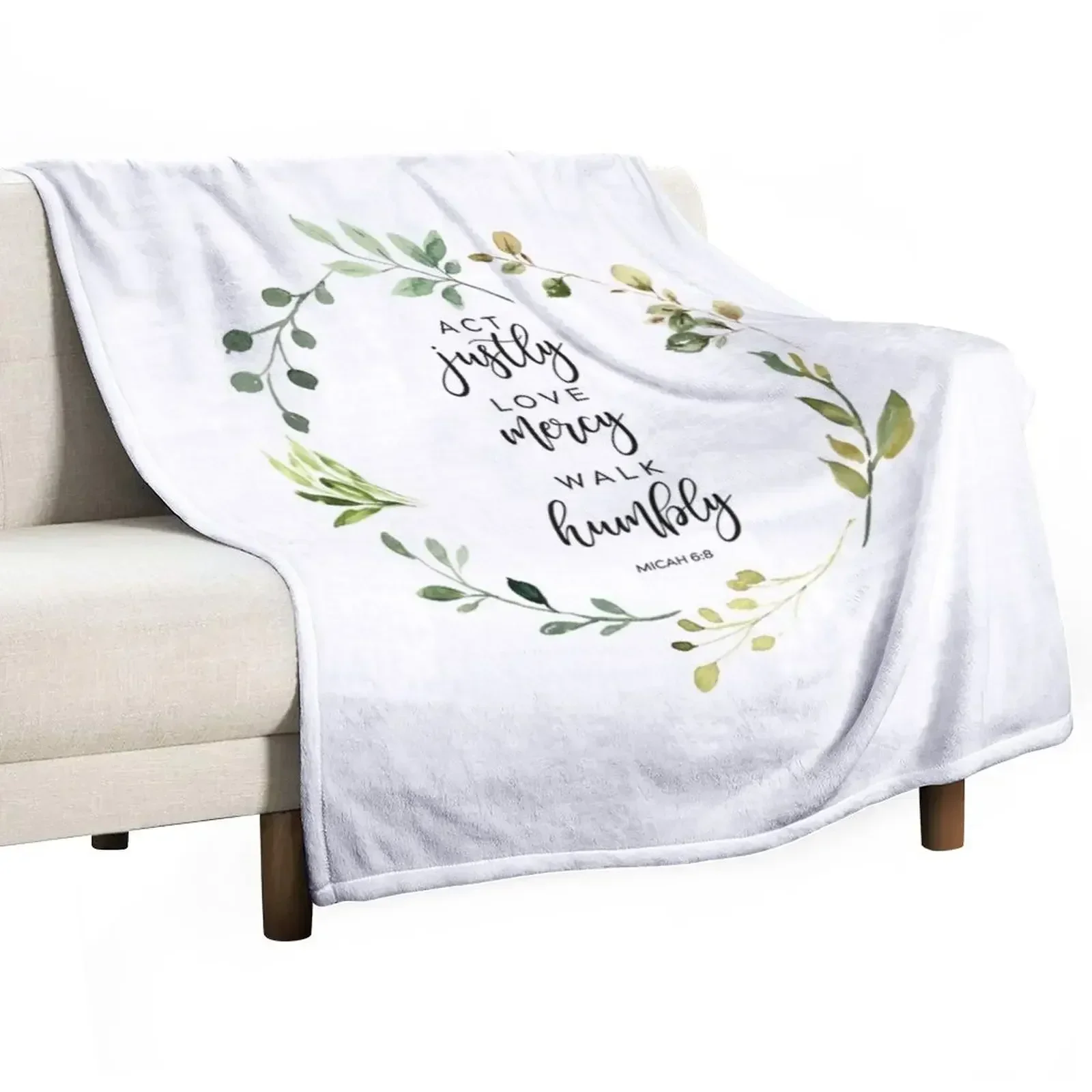 Act Justly Love Mercy Walk Humbly Throw Blanket Flannel Fabric Nap Blankets