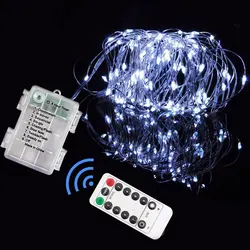 Led fio de cobre string luz controle remoto fada guirlanda luz diy à prova ddiy água 8 modo guirlandas decoração festa de casamento natal