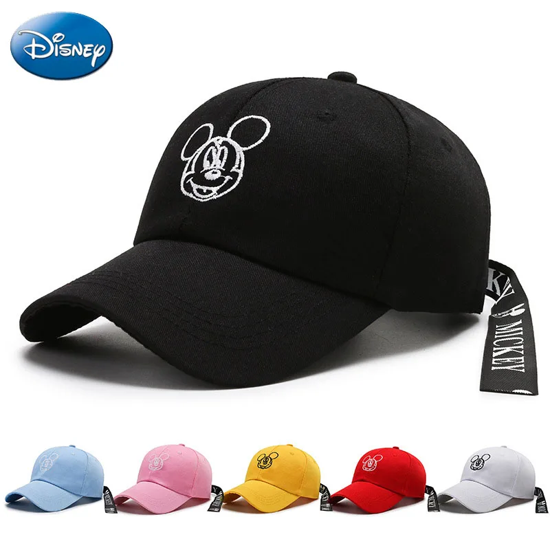 Disney Mickey Baseball Caps Unisex Embroidery Cartoon Adjustable Sun Hats Spring Solid Color Baseball Cap Students Simple Hats