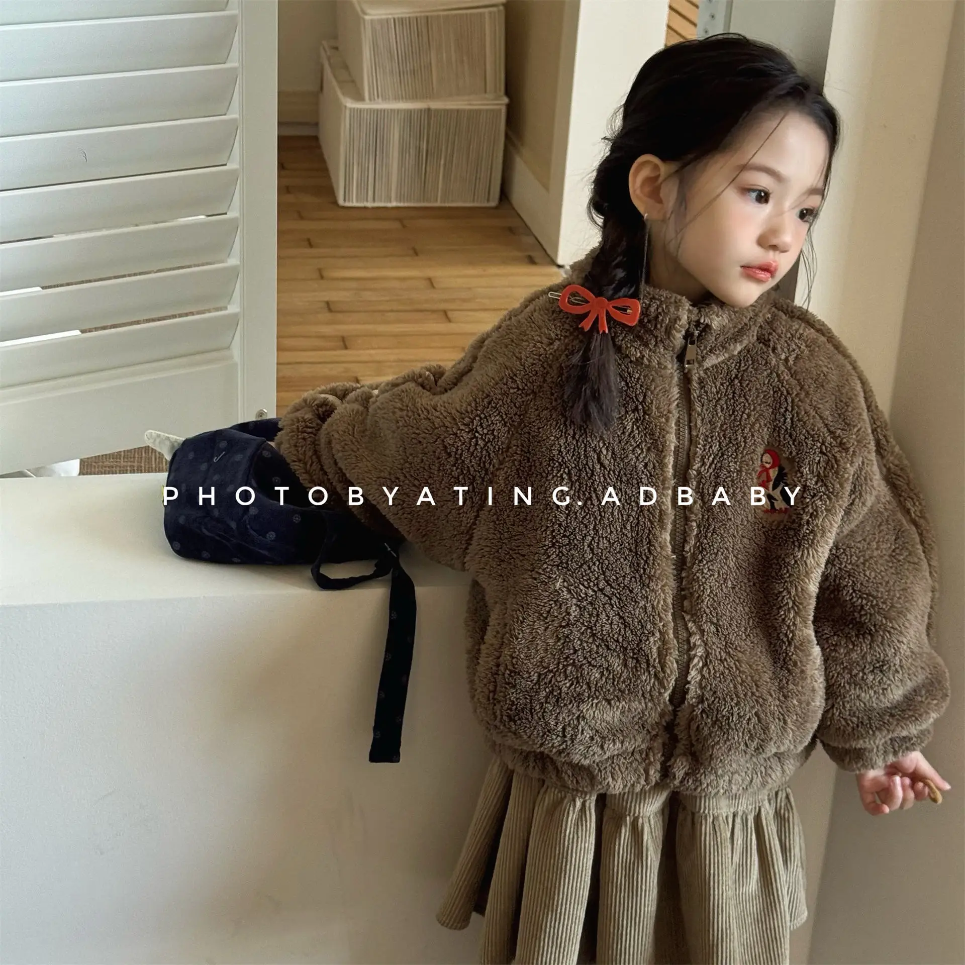 

2025 Winter New Children Long Sleeve Fleece Coat Boys Girls Padded Jacket Plus Velvet Thick Kids Warm Plush Coat Baby Clothes