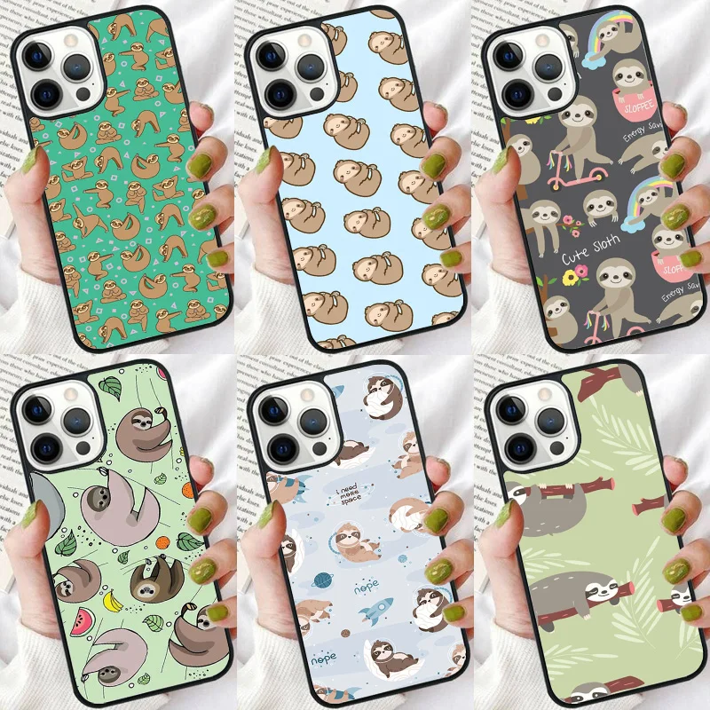 Cute Lovely Cozy Sloth Animal phone Case Cover For iPhone 16 15 14 Plus XR XS For apple 16 11 12 13 mini Pro Max coque