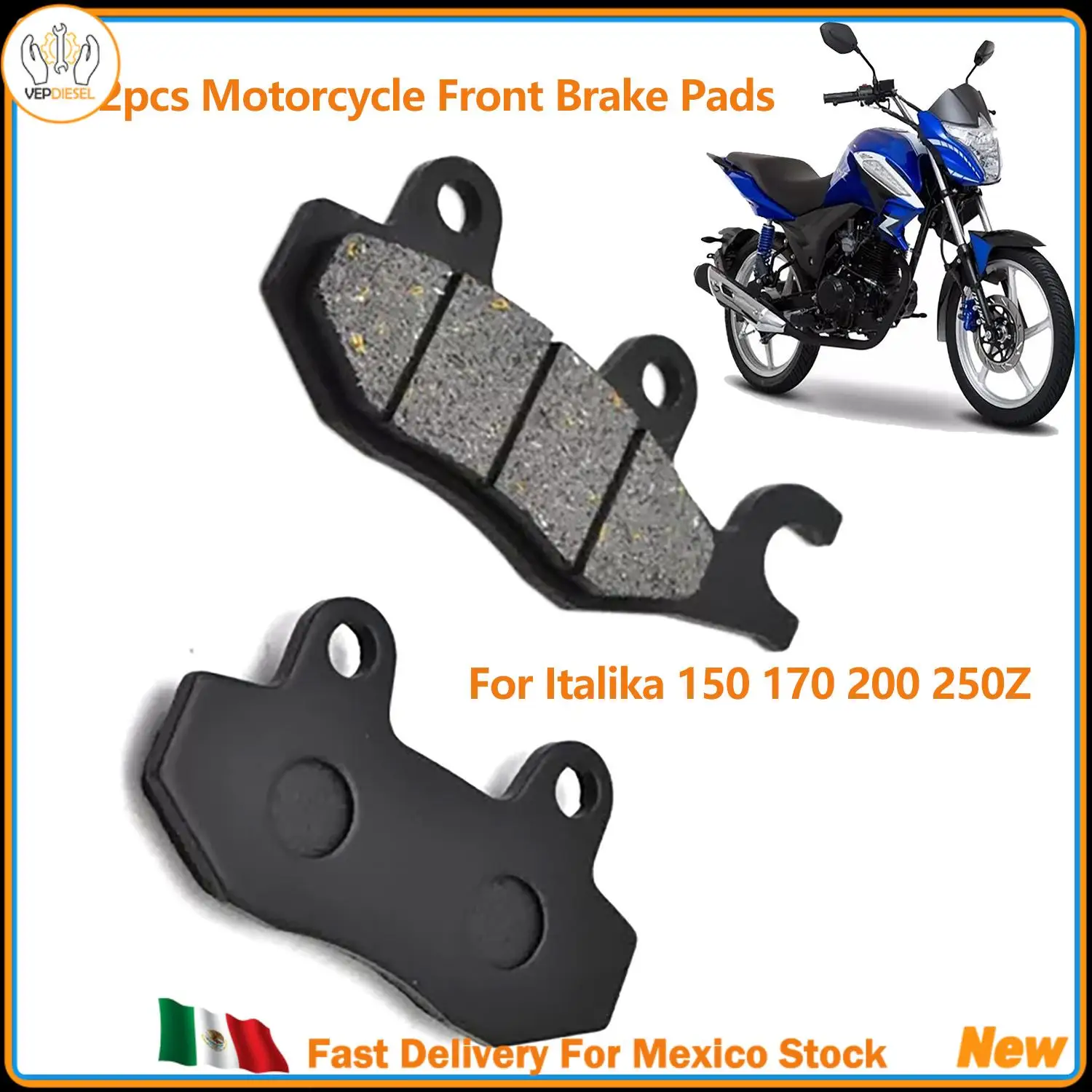 2pcs New Motorcycle Front Brake Pads For Italika 150 170 200 250 Z Dm Rt Vortx + Motorcycle Accessories