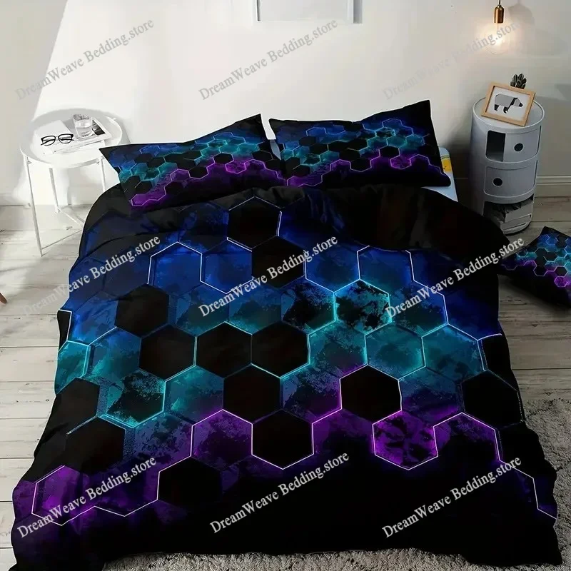 Colorful Geometry Bedding Set - Duvet Cover with Pillowcase for Single Double Bed Kids Adults Queen King Size Options Available9