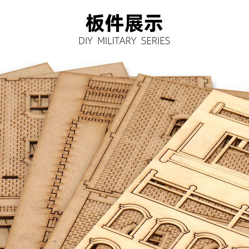 1/72 Europe Bell Tower Store Architectural Scene Wooden Assembly Model Ornament DIY Handmade Gift