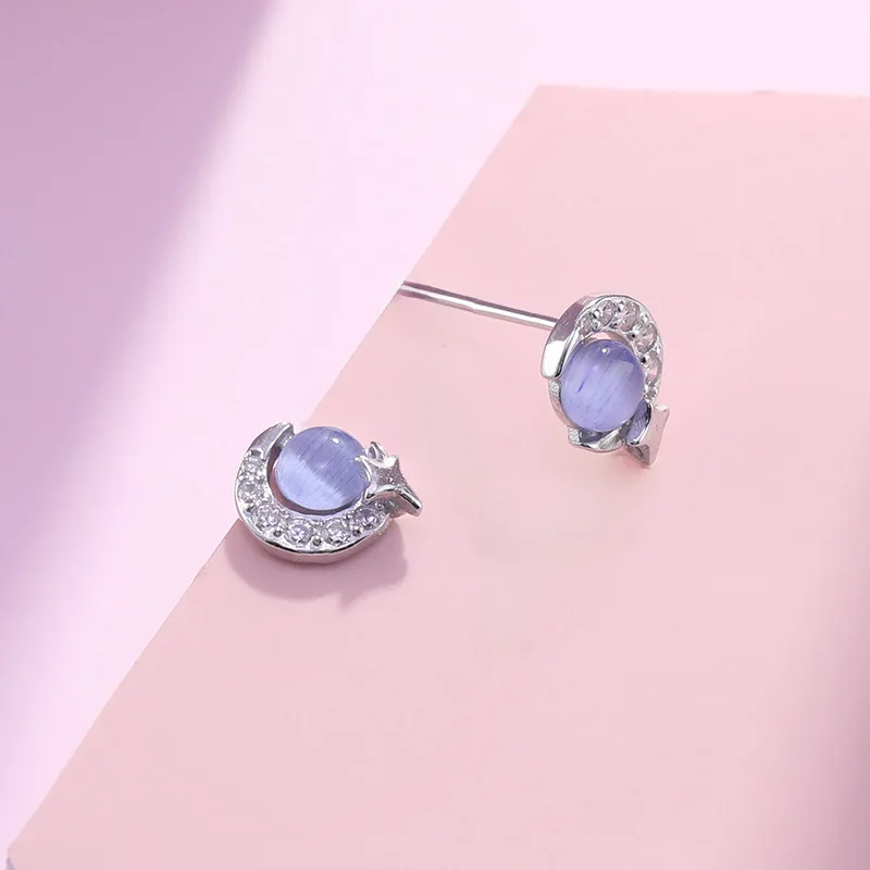 Blue Planet Moon Silver Earring Fashion Personalized Design High Quality Sophisticated Stylish Versatile Ear Jewelry for Women