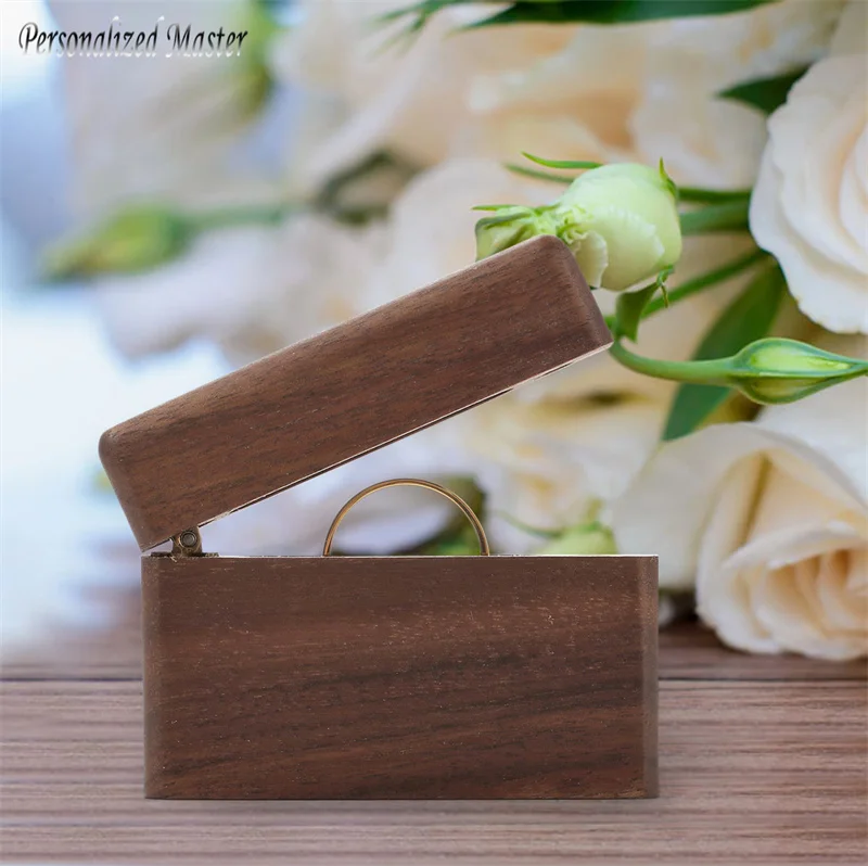 

Personalized Master Custom Text Wooden Engagement Rings Box Jewellery Gift Case Wedding Display Jewelry Storage Organizer Box