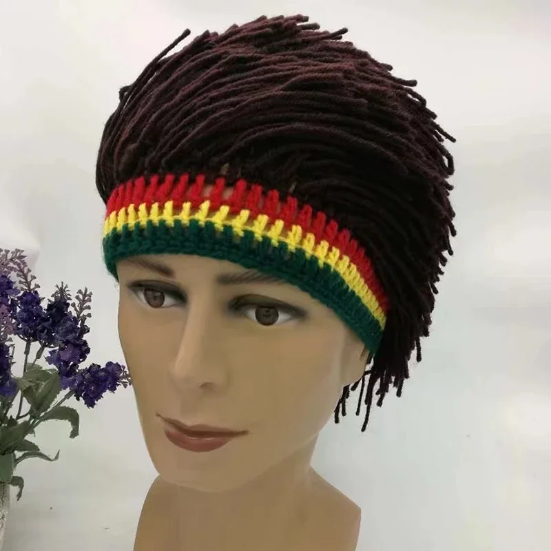 

Новая шапка-бини Rasta Wig для мужчин, вязаная крючком зимняя теплая шапка ручной работы Gorros, подарки на Хэллоуин, праздник, день рождения, забавная вечерние Балаклава