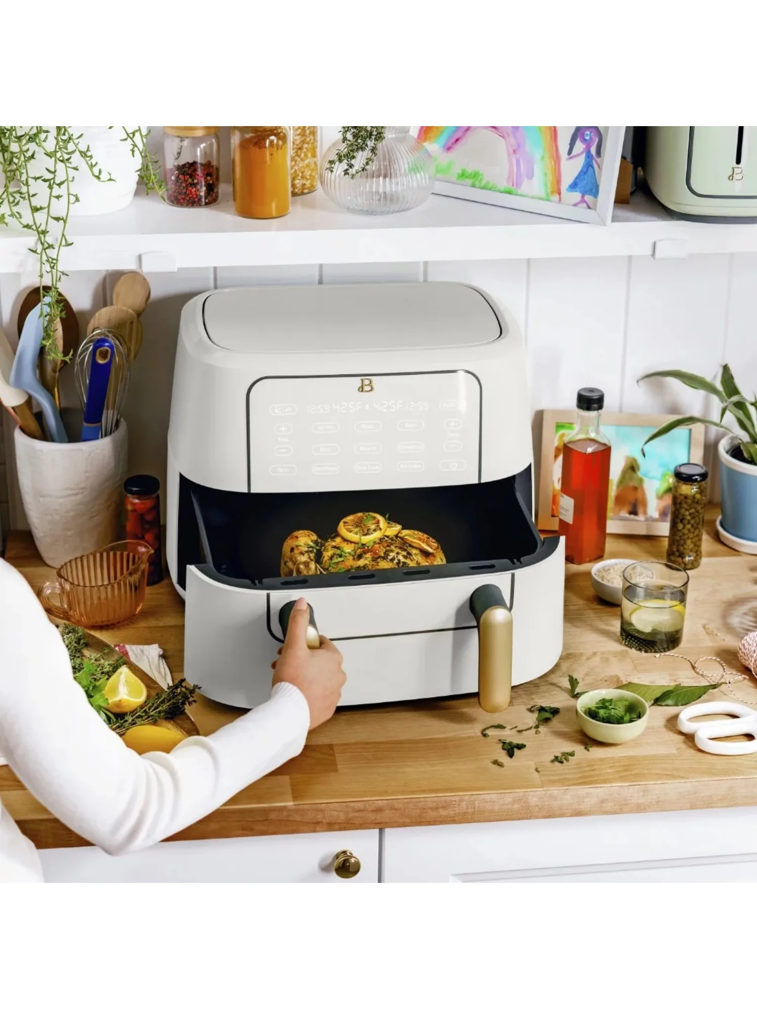 مقلاة هوائية كبيرة للتثليج الأبيض ، سعة 9qt