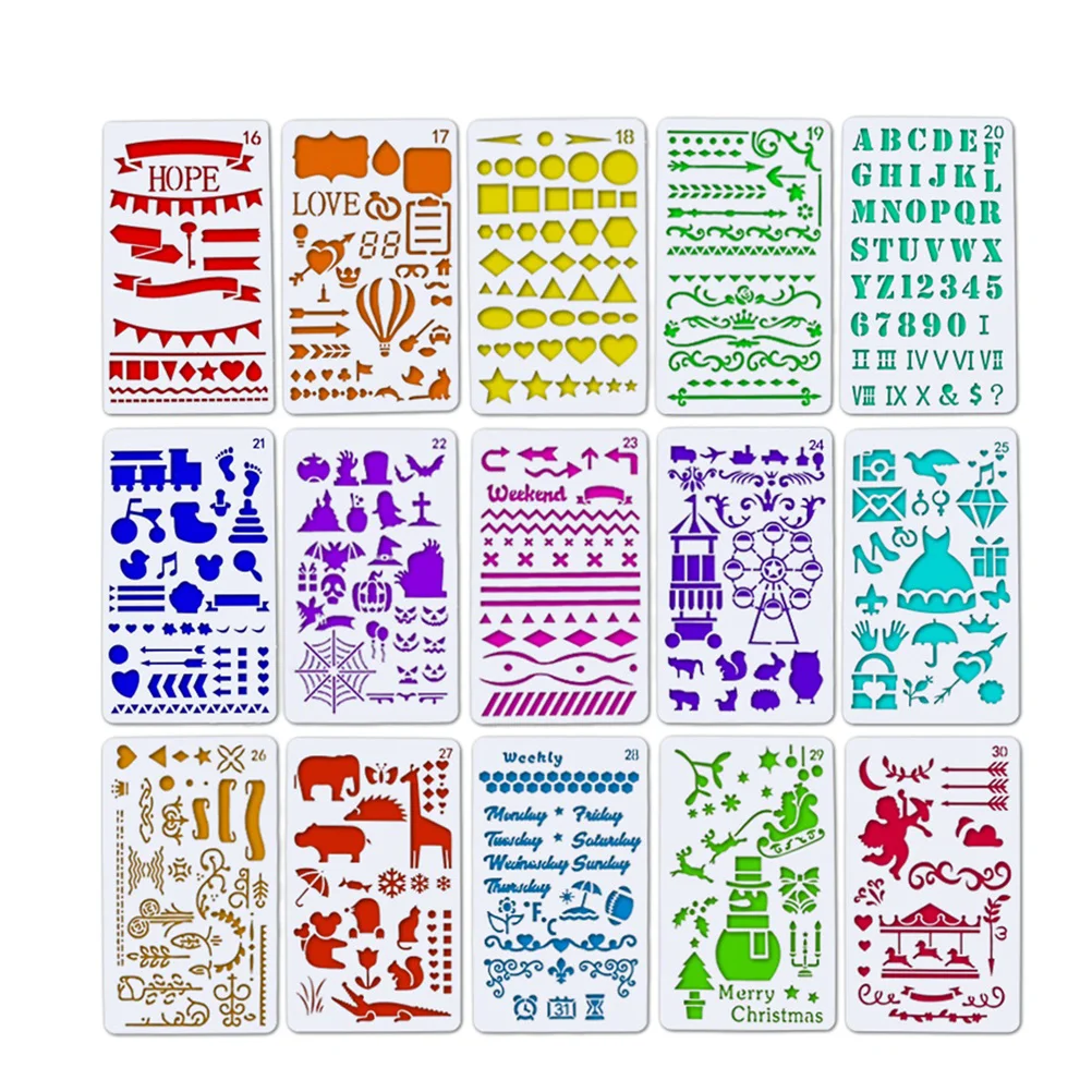 15 pcs Cake Stencils Lace Plants Animals Spray Stencils Cake Mold Decorating Tools DIY Cookie Chocolate Template