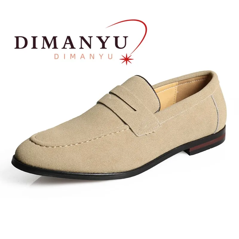 DIMANYU Men Penny Loafers Slip On Hand Stitched Casual Dress Shoes Men Vintage Formal Business Moccasin Flats