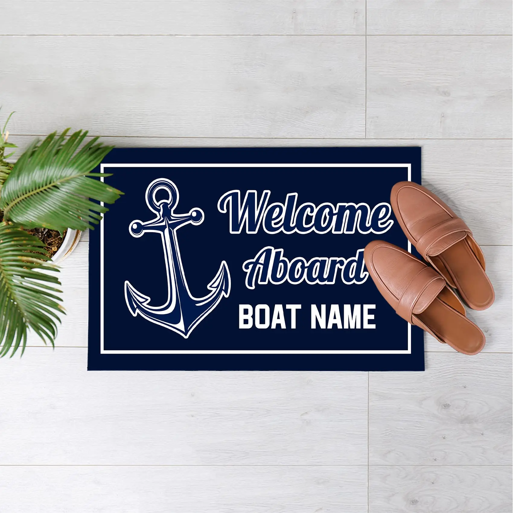 

Personalized Boat Name Door Mat, Welcome Aboard Doormat, Indoor Rugs, Outdoor Entrance, Non Slip RubberMat, Housewarming Gift