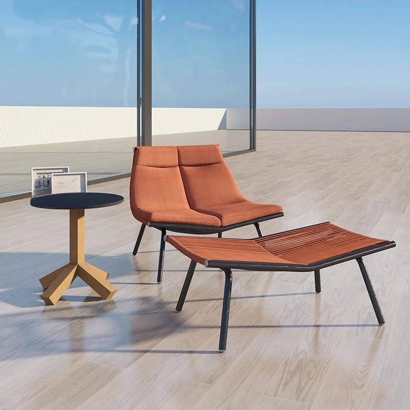 

Nordic outdoor courtyard villa balcony leisure rattan chair lazy recliner sofa coffee table rope weaving small apartment