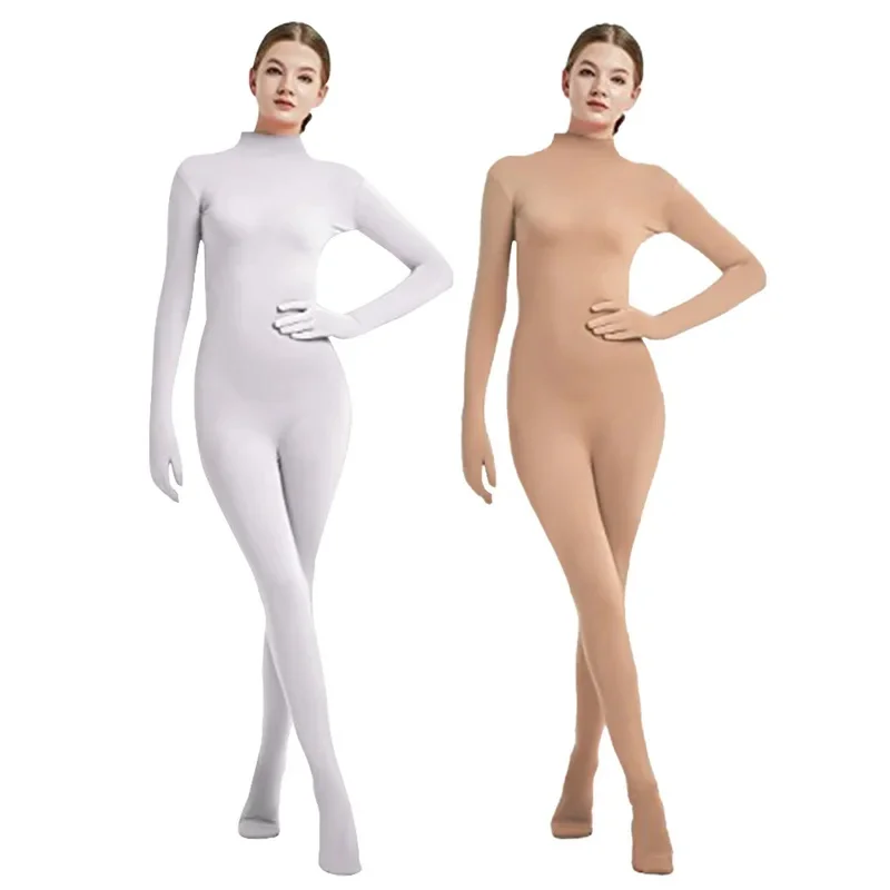 LCK01 Cross border สินค้าใหม่ womenis เสื้อผ้ากระชับมือและเท้า zentai สีทึบเสื้อผ้าเต้นรําเวที perYh1 @!