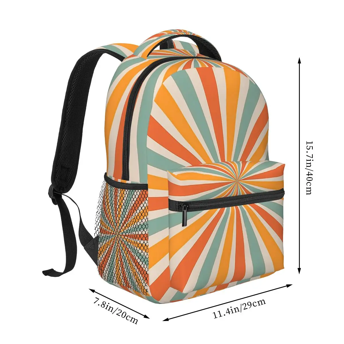 Mochilas Retro Sunburst para meninos e meninas, mochilas escolares, mochila de viagem dos desenhos animados, bolsa de ombro para estudantes, anos 70