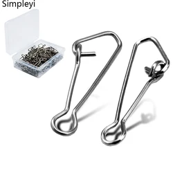 50/100pcs/box Sea Snap Hooks for Fishing Stainless Steel Fishing Swivels Fishing Hook Line Connector 00/0/1/2/3/4# Snap Clips