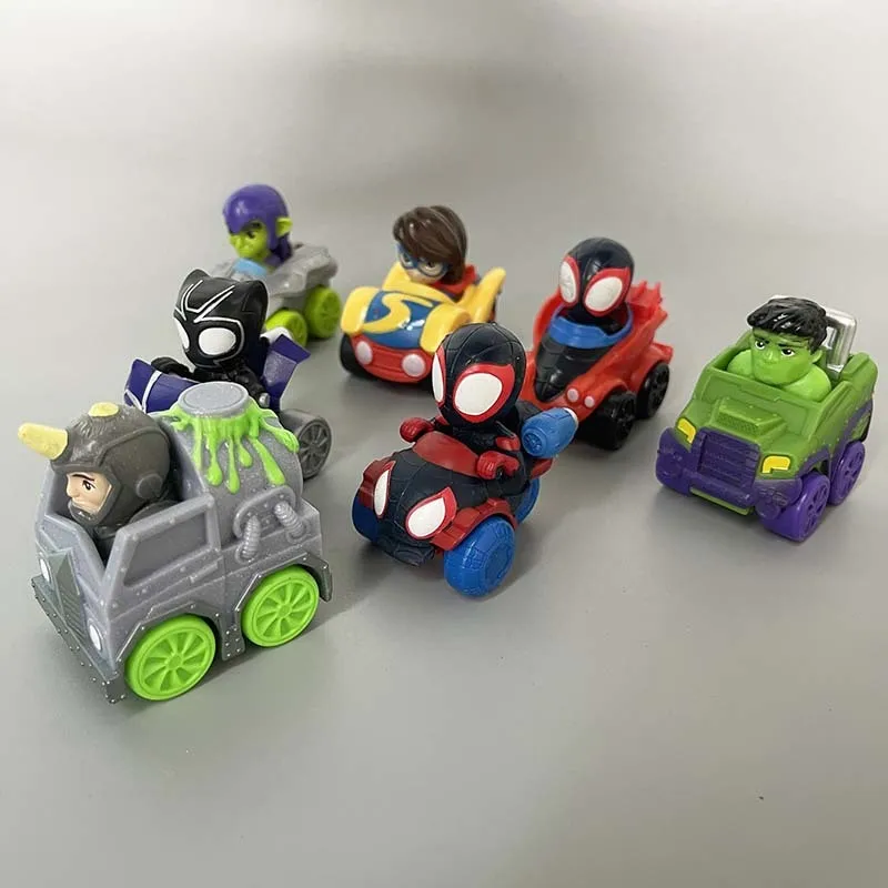 Spider Man Spidey And His Amazing Friends Action Figure Anime Avengers Scooter Car Iron Man Captain America Doll Hand Model Toy