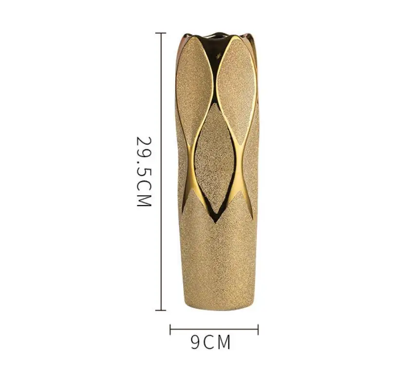 30CM Luxus Europa Gold Keramik Vase Wohnkultur Kreative Design Porzellan Dekorative Blume Vase Für Hochzeit Dekoration