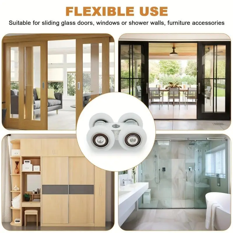 8Pcs Aluminum Four-wheel Pulley Hanging Wheel Curtain Track Pulley Car Wash Curtain Shower Room Pulley