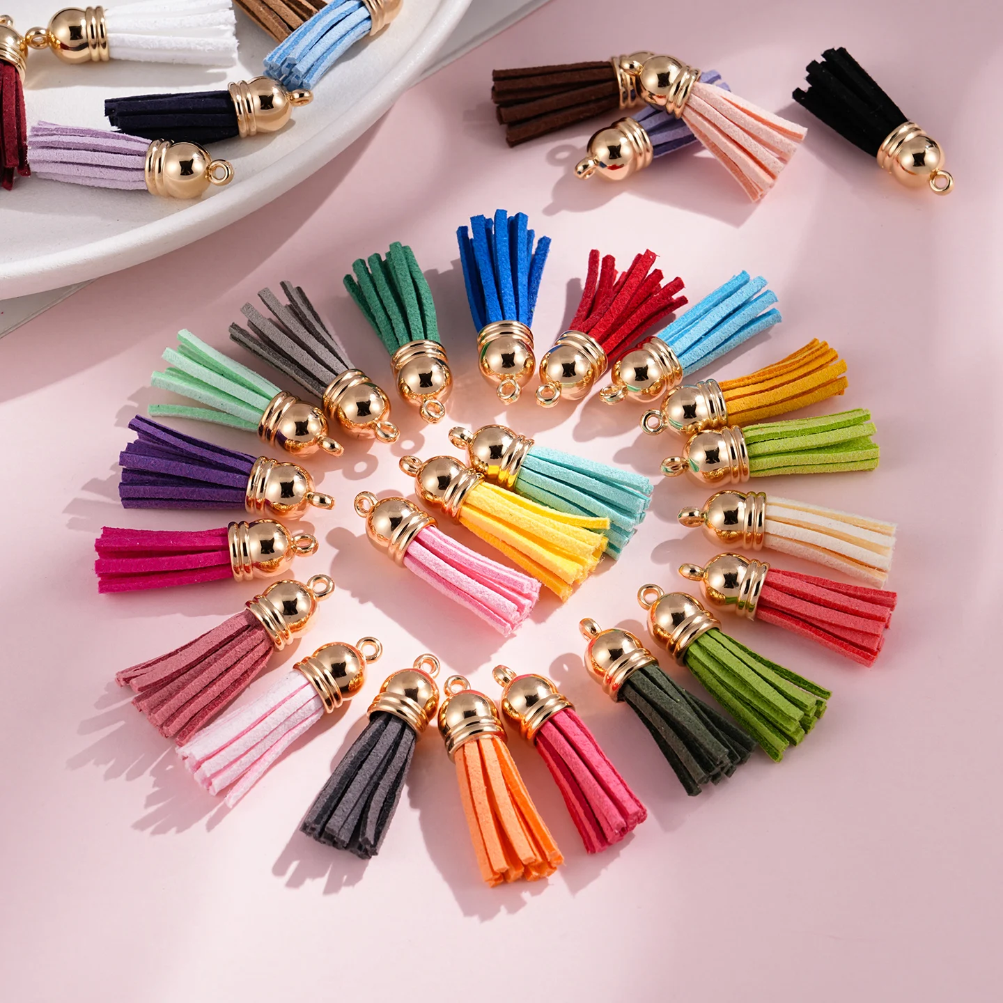 20pcs/Lots Tassel Synthetic Suede Faux Leather Charms for DIY Keychain Earrings Necklace Bracelet Jewelry Making Supplies