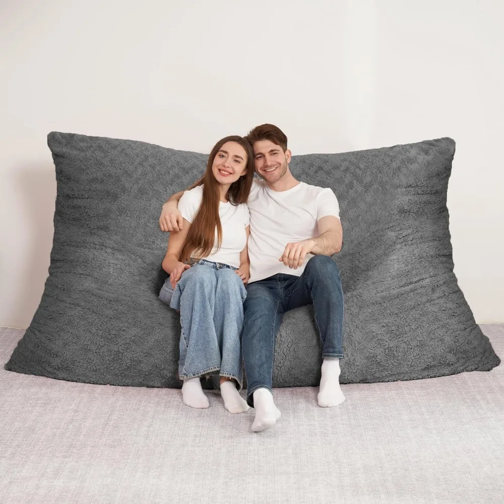 

4 in 1 Bean Bag Chair, Giant Memory Foam Filling Bean Bag Sofa, Machine Washable Faux Fur Cover, Bean Bag for Adult