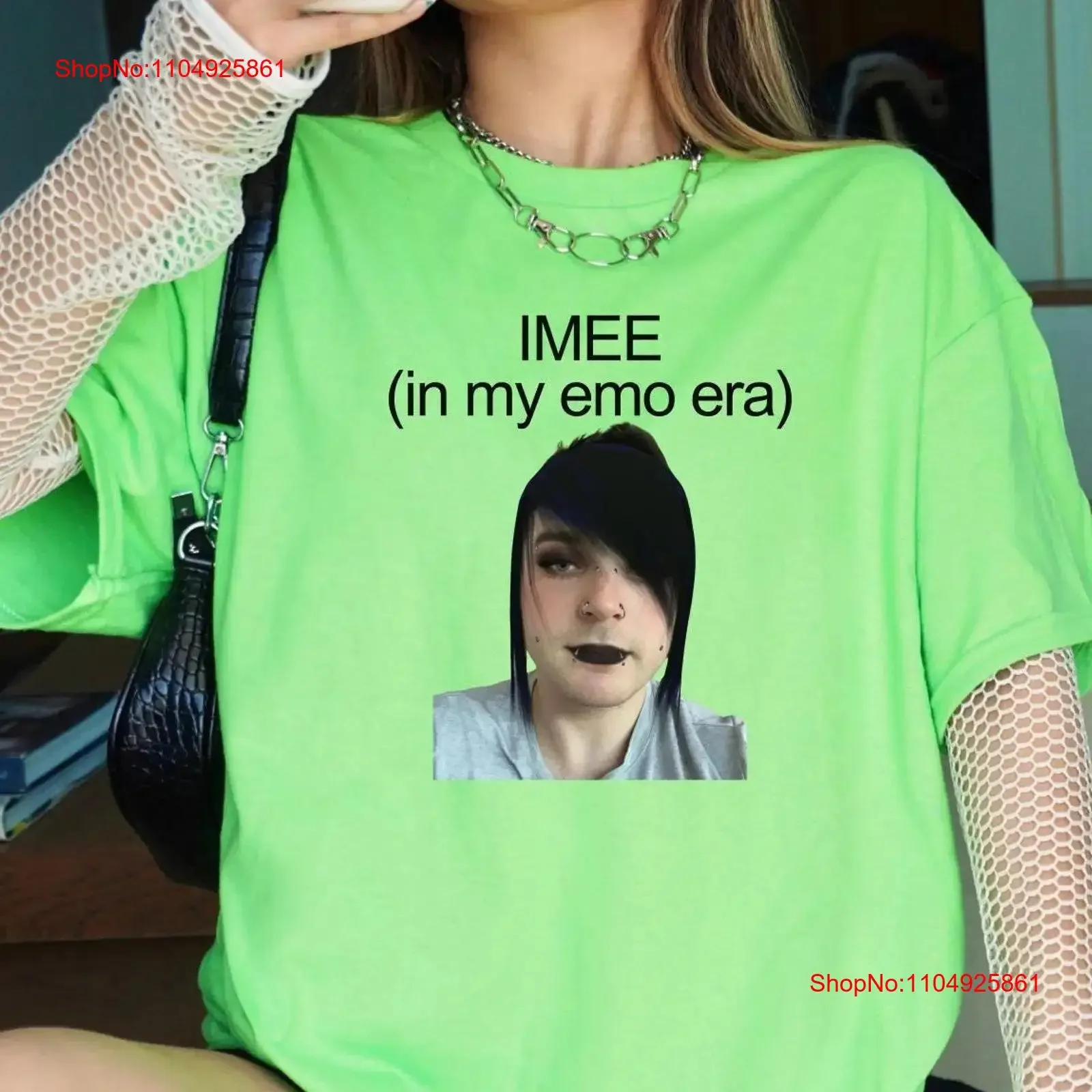 

Футболка IMEE In My Emo Era Jake Shane Funny Meme Lime Green Brat Retro Style Y2K Viral Celebrity XCX Bumpin That винтаж