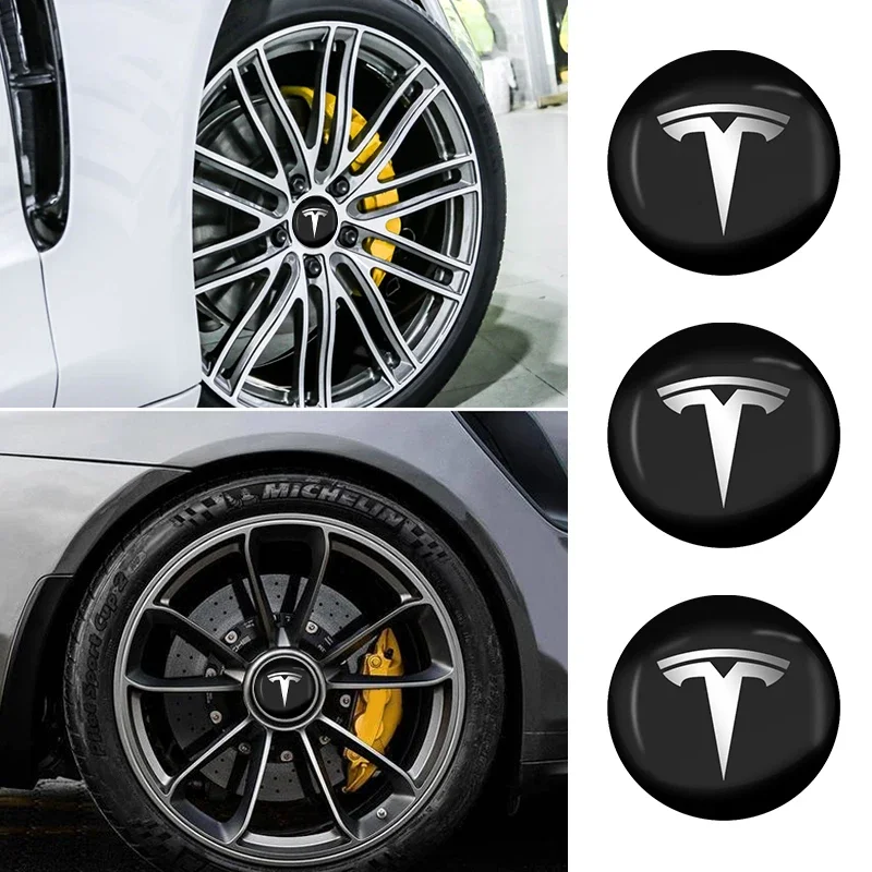 4 stücke 56mm Auto Rad Center Hub Caps Abdeckung Emblem Aufkleber Für Tesla Modell 3 Modell S Modell