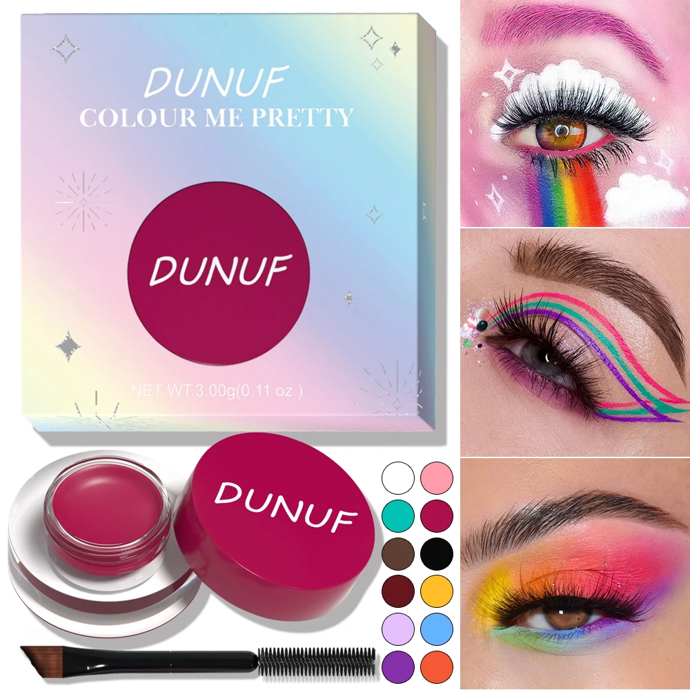 DUNUF 12 colores impermeable mate sombra de ojos delineador de ojos crema tinte para cejas crema cosméticos de belleza crema de pintura Facial multifunción