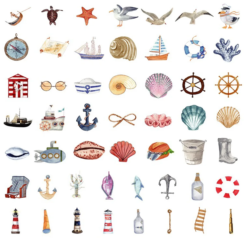 10/30/50PCS Nautical Lighthouse Cartoon Sticker DIY Laptop Luggage Skateboard Graffiti Decals