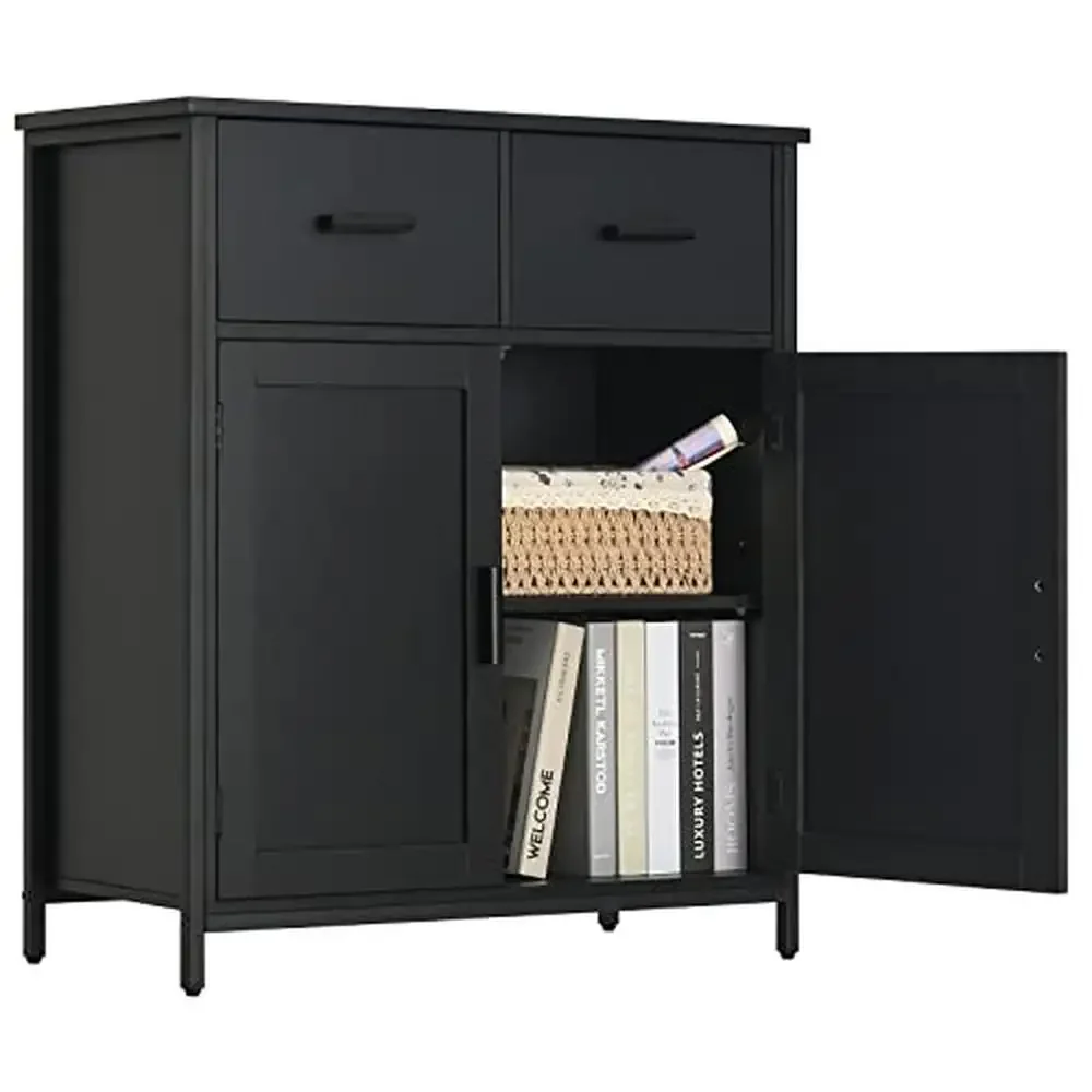 

Adjustable Shelf Industrial Storage Cabinet with Drawers and Doors Freestanding Sideboard Living Room Office Kitchen Durable