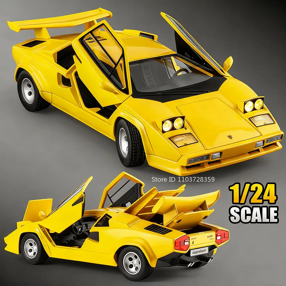 1:24 Countach LP500S VENENO نموذج سيارة رياضية مصغرة اللعب سبيكة دييكاست ضوء الصوت التراجع الأبواب مفتوحة مجموعة السيارة الخارقة