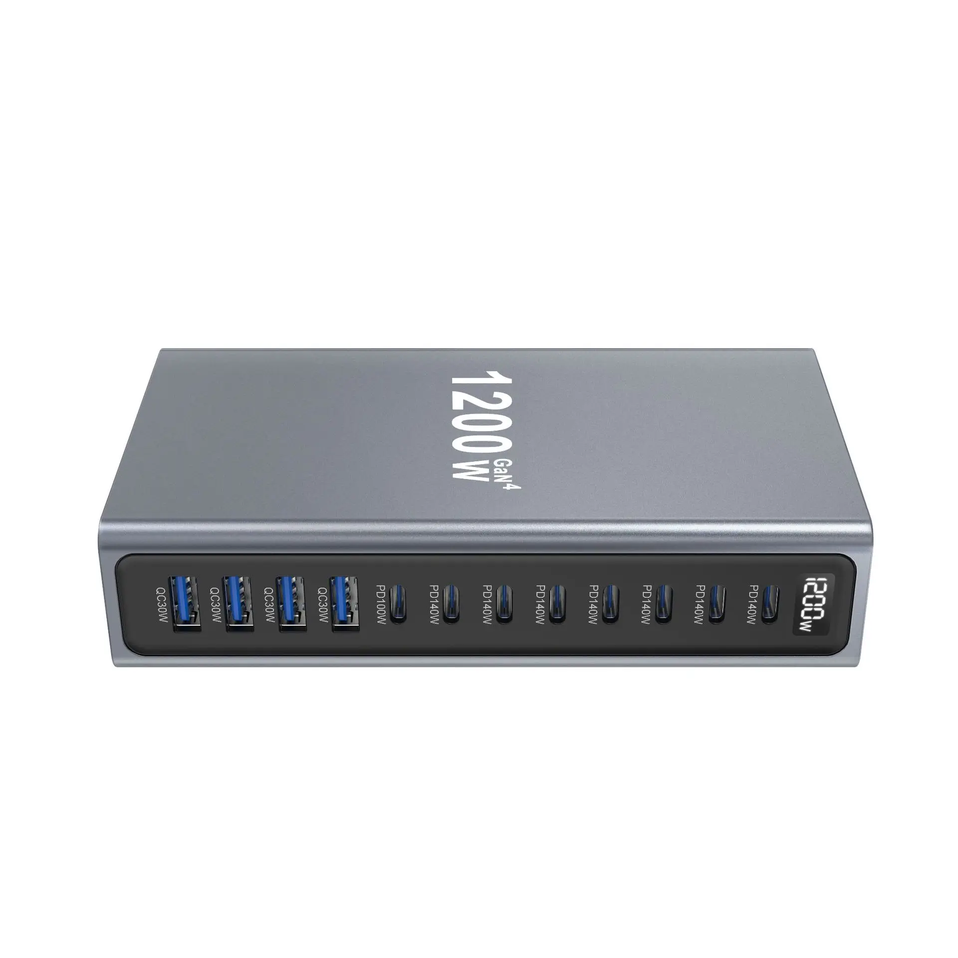 1200W GaN Fast Charger PD3.1 USB Type C 12-Port Desktop Fast Charging Station Adapter for Mobile & Tablets Multi Port USB Hub