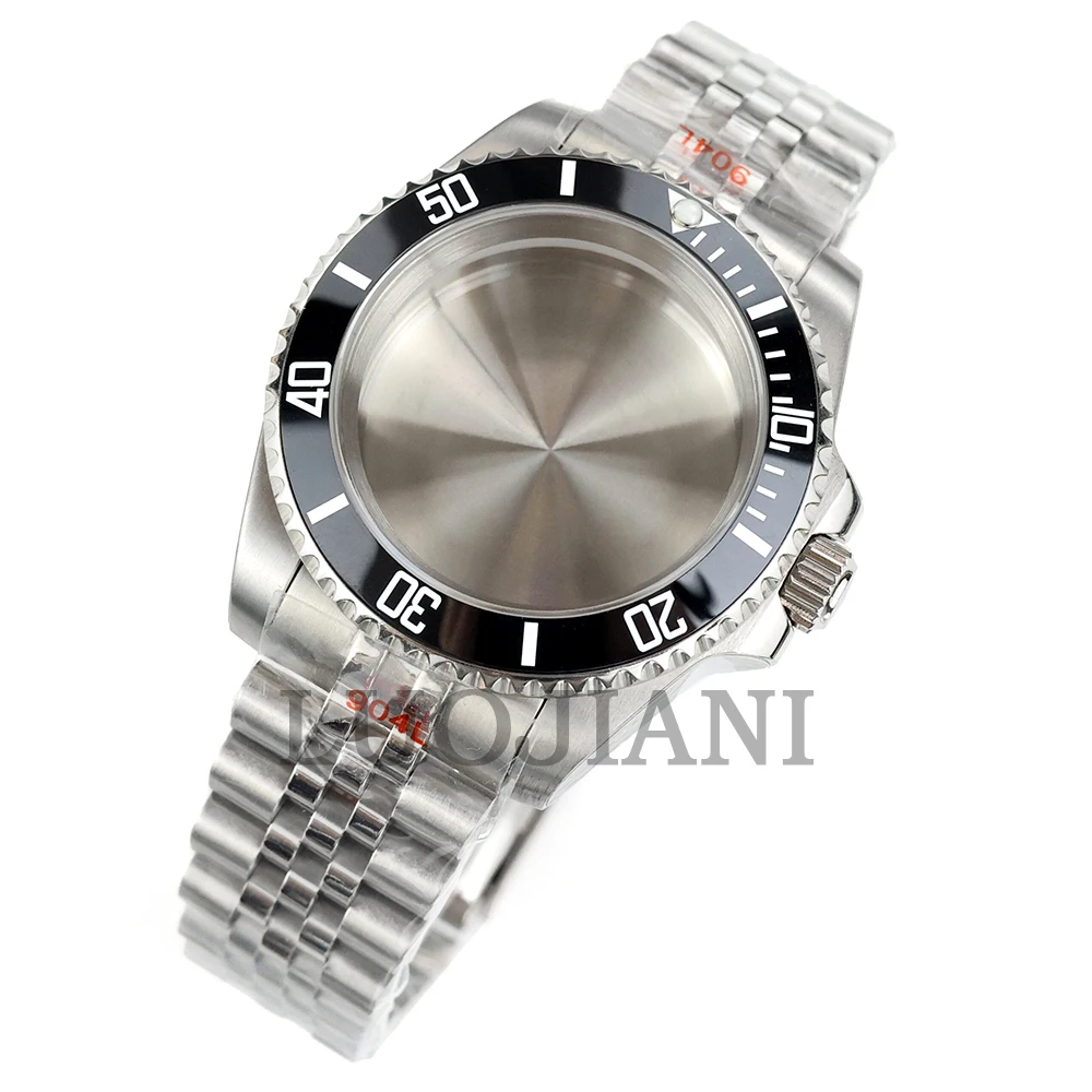 For Submariner Case 40mm NH35 Silver Watch Case Solid Oyster/Jubilee Bracelet Fit NH34 NH35 NH36 NH38 Movement 28.5mm Dial image 3