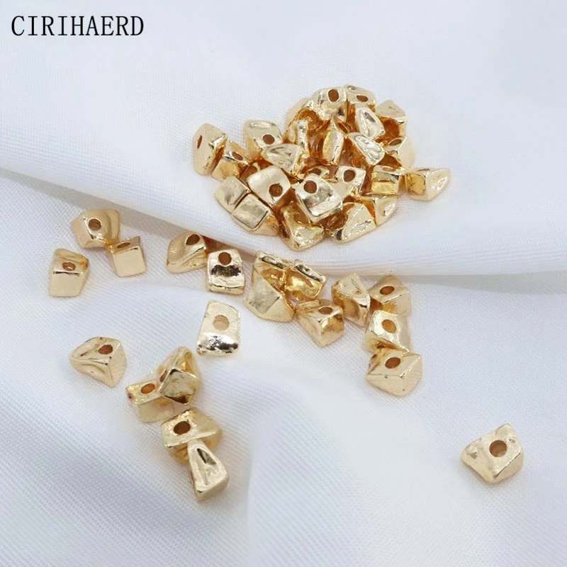 

Jewelry Bead 14K Gold Plated Metal Irregularity Spacer Beads For DIY Bracelet Jewellery Making Supplies Findings Separation Bead