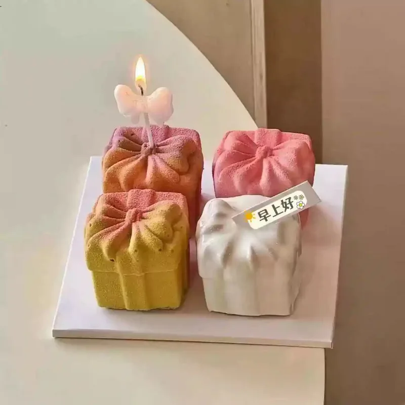 8 Square Bow Gift Box Three-dimensional French Fruit Dessert Mousse Silicone Baking Dessert Creative Dessert