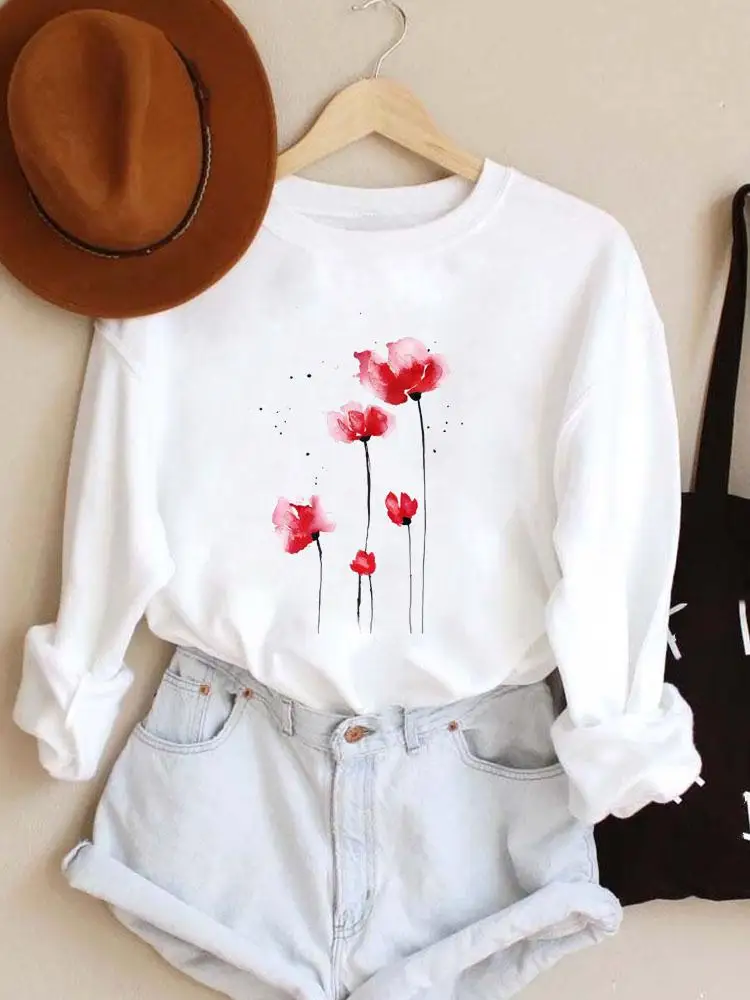 

Plant Flower Style Trend Women Pullovers Casual Fashion Clothing Ladies Spring Autumn Winter Hoodies Female Graphic Sweatshirts