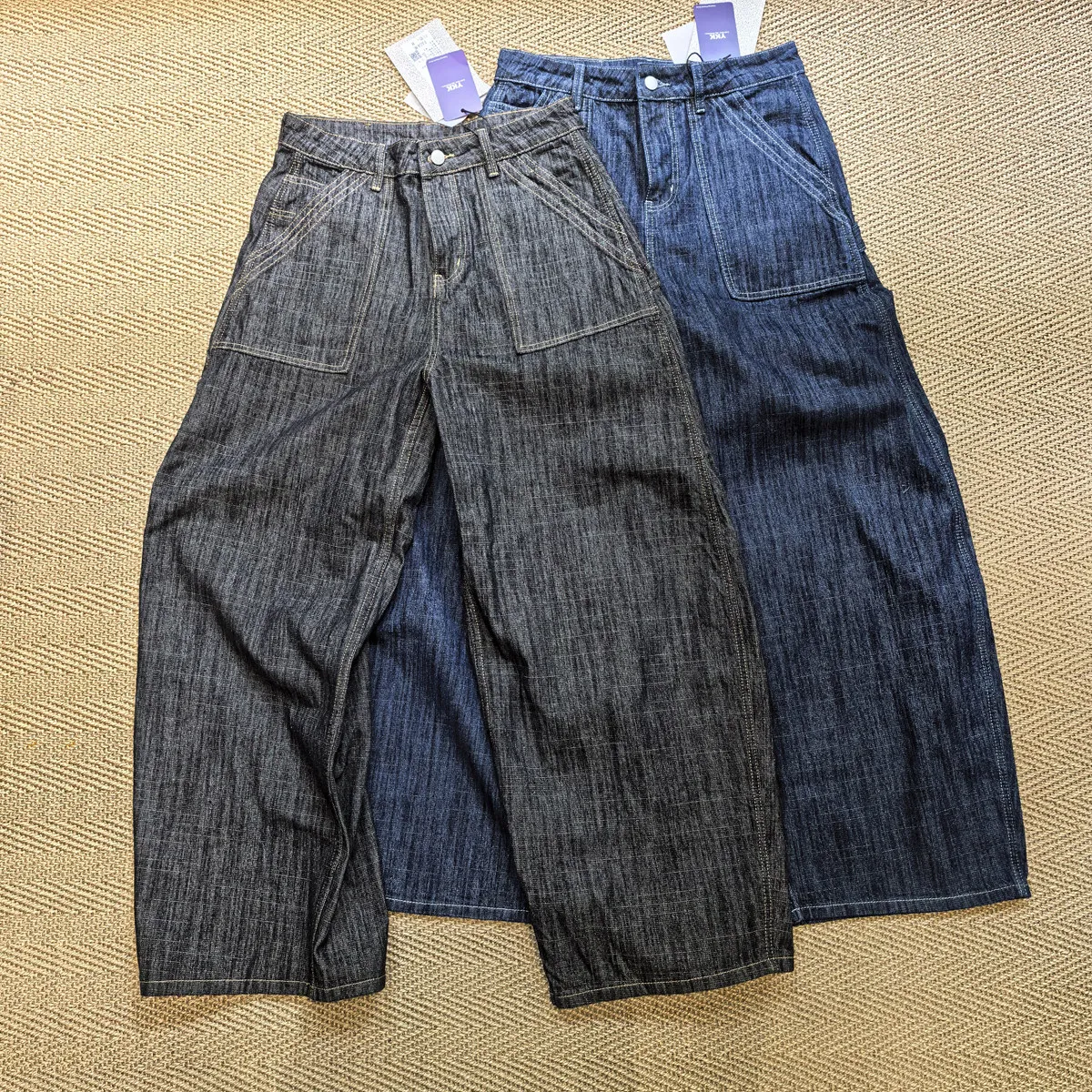 Amekaji Wear Wear Wear Loose Wide-Leg Pants Machete Jeans Old Money Daddy Pants Step-on Trousers
