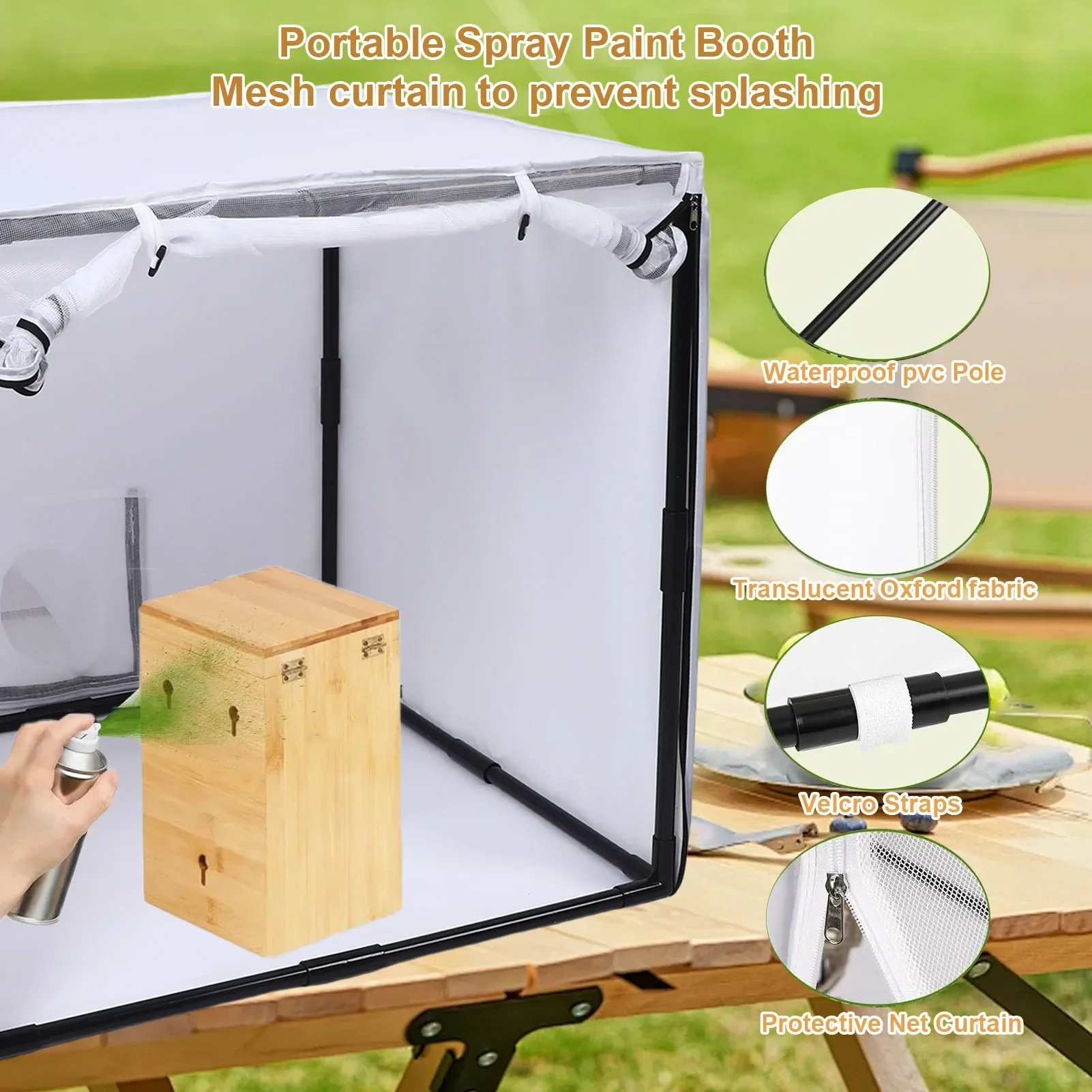 

Мобильная покрасочная камера с задним тканевым уплотнением, водонепроницаемые ПВХ-трубы для гаража, для небольшой мебели и игрушек