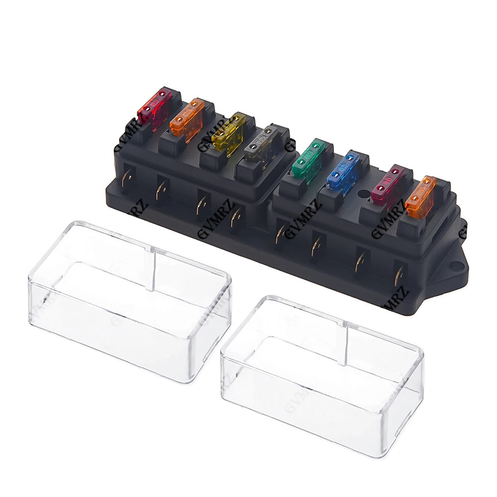 4/6/8/12 Way Car Fuse Holder Car Fuse Box Car Truck Auto Blade Fuse Box with 4/6/8/12 Fuses for 12V 24V ATO Standard Circuit 12V