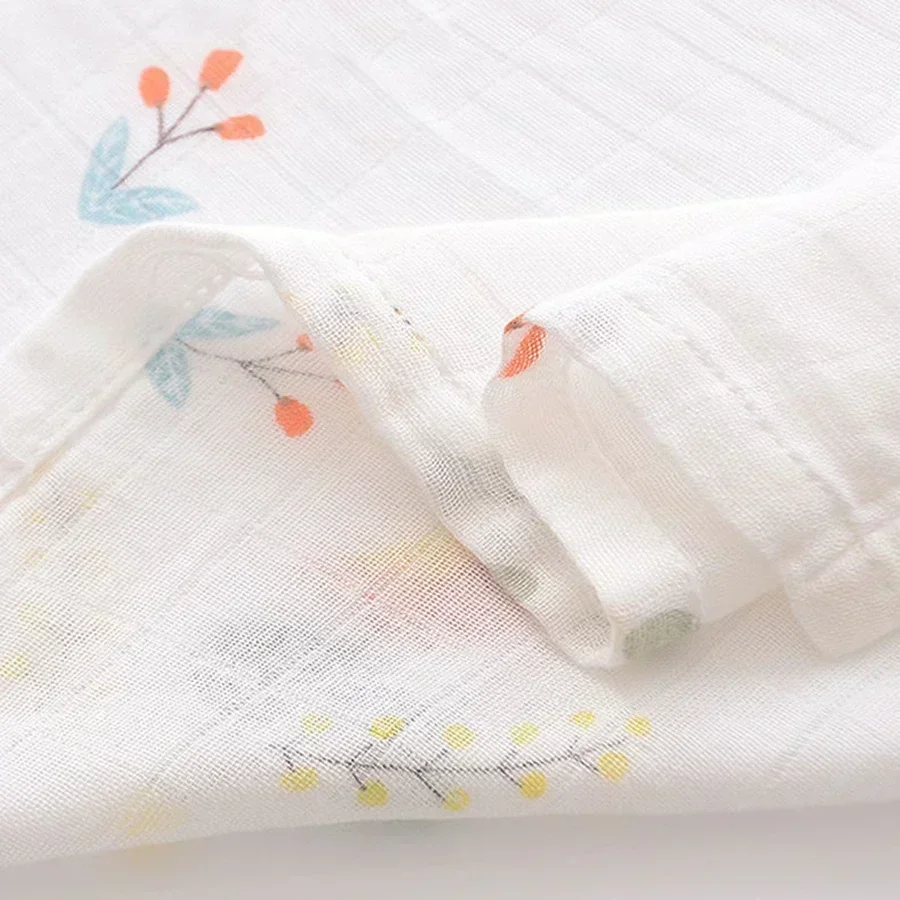 Baby Bath Towel Muslin Cotton Double Layered Swaddle Wrap Blanket Cartoon Print Newborn Soft Gauze Stroller Cover Blanket