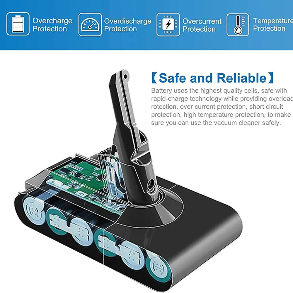 21.6V Batterie for Dyson V6 V7 V8 Series SV12 DC62 SV11 sv10 Handheld Vacuum Cleaner battery Rechargeable Battery V8 Fluffy YH5