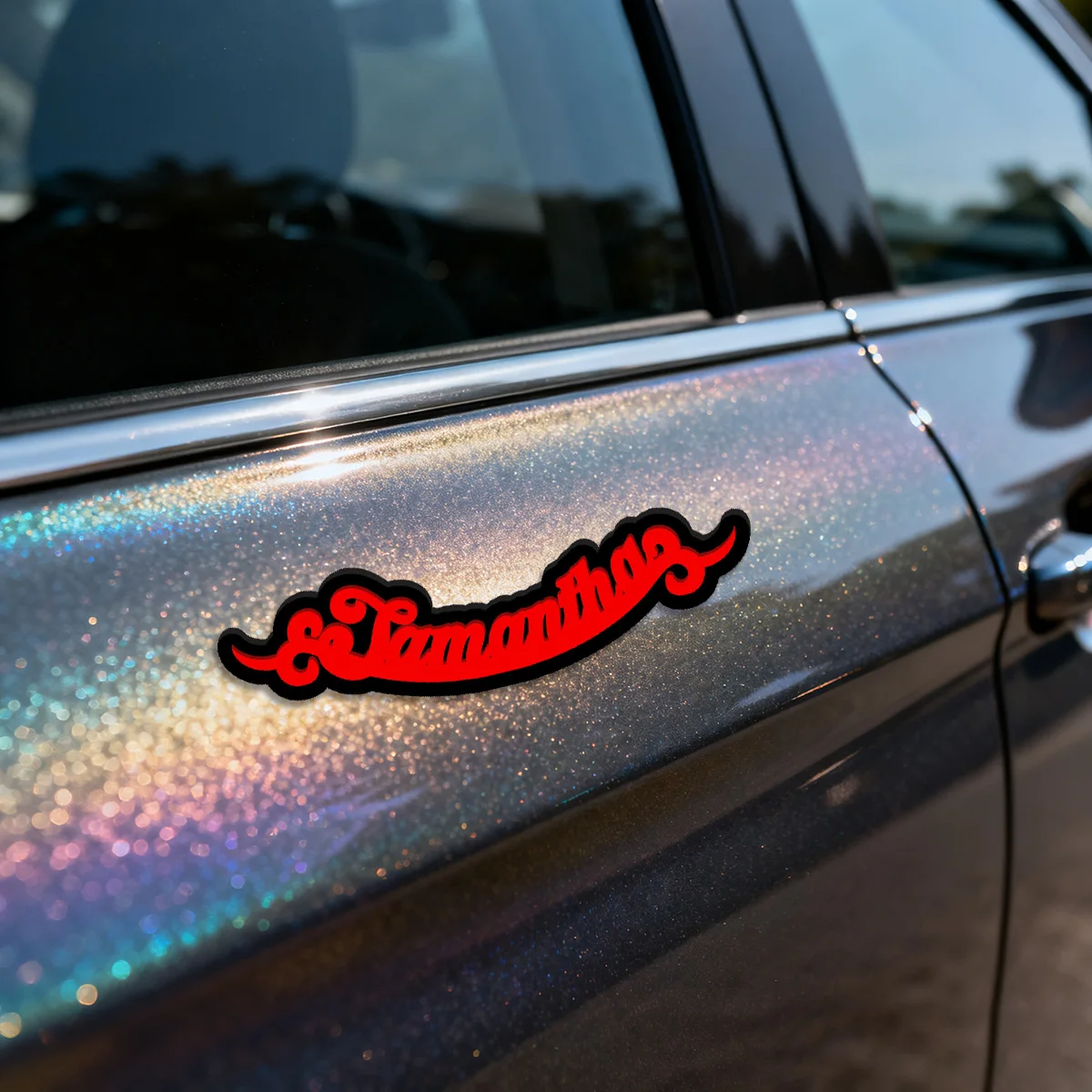 Vintage Flourish Script Acrylic Car Sticker, Custom Name Letter Decal Waterproof Auto Body Badge for Car Styling & Home Decor