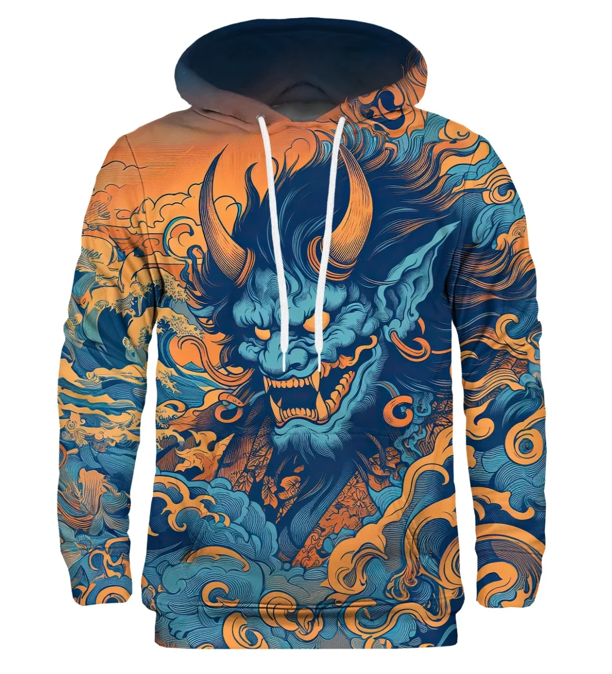 Blue Devil Fall and Winter Long Fashion Unisex 3D Digital Print Hoodie Casual Elegant Hoodie