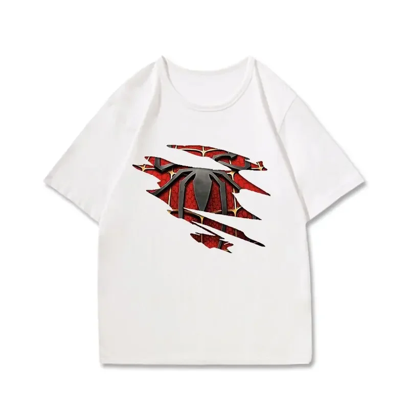 

25 Marvel Chest Logo Short Sleeve Oversized T-shirt Short Sleeve Male Superhero Same Design Top Spider Man Iron Man Team Clothes