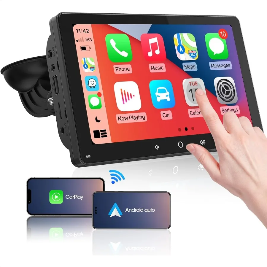 

CarPlay Screen Portable Car Stereo Wirel Android Auto Bluetooth Car Radio 7 Inch QLED Display Steering Wheel Control Mirrorlink