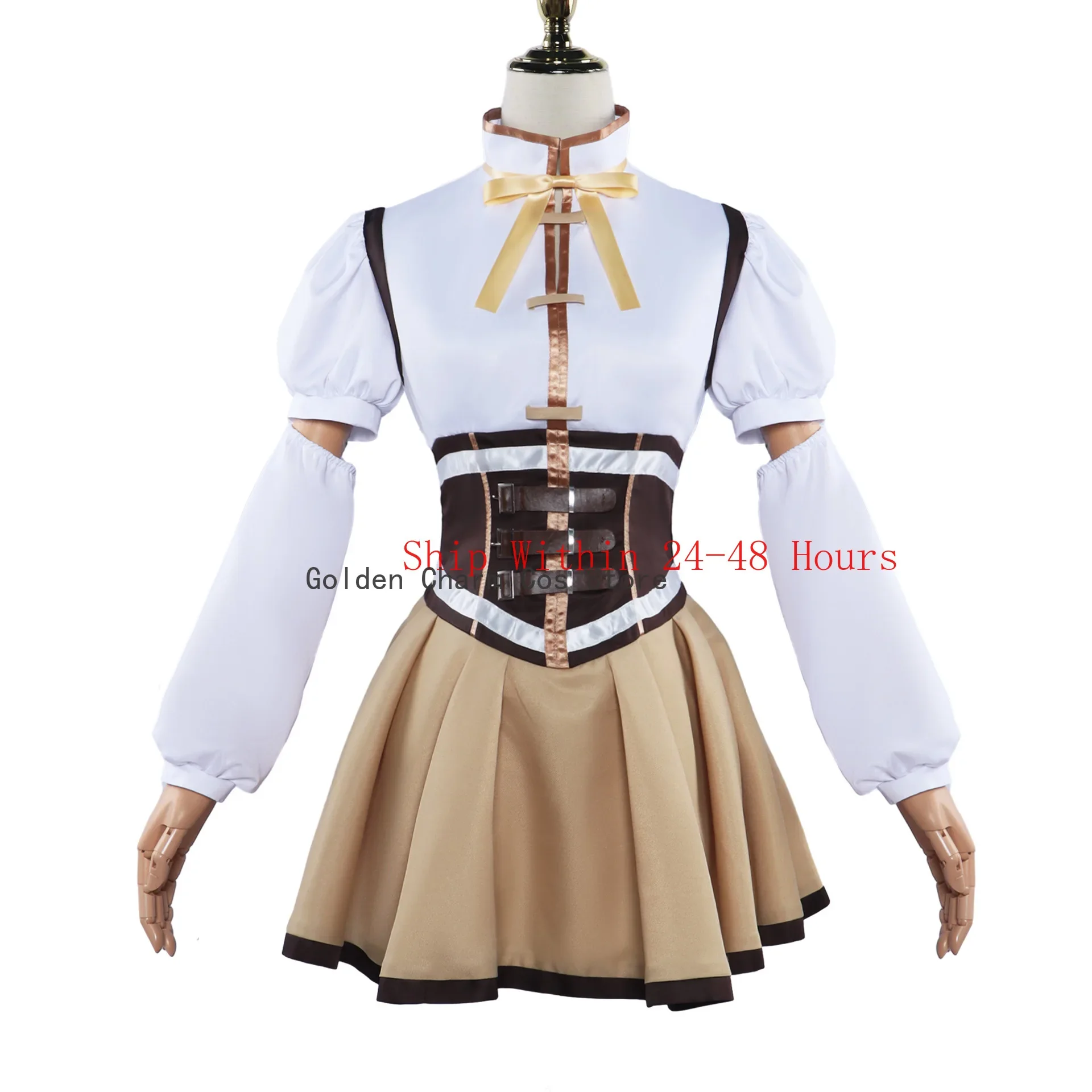 Tomoe Mami Cosplay Costumes Puella Magi Madoka Magica Yellow and White Suits Cosplay Puella Magi Madoka Magica Halloween Party