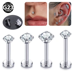 1PC Titanium Labret Piercing Lip Ring Zircon 2.5-5mm 16G 14G Ear Cartilage Earring Helix Piercing Tragus Lobe Jewelry for Women