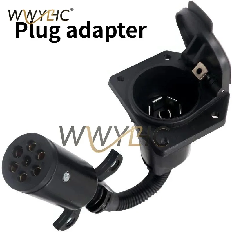 Suitable for Trailer Plug Adapter, 7-pin Circular Hole To RV7-pin Blade Socket Trailer Converter